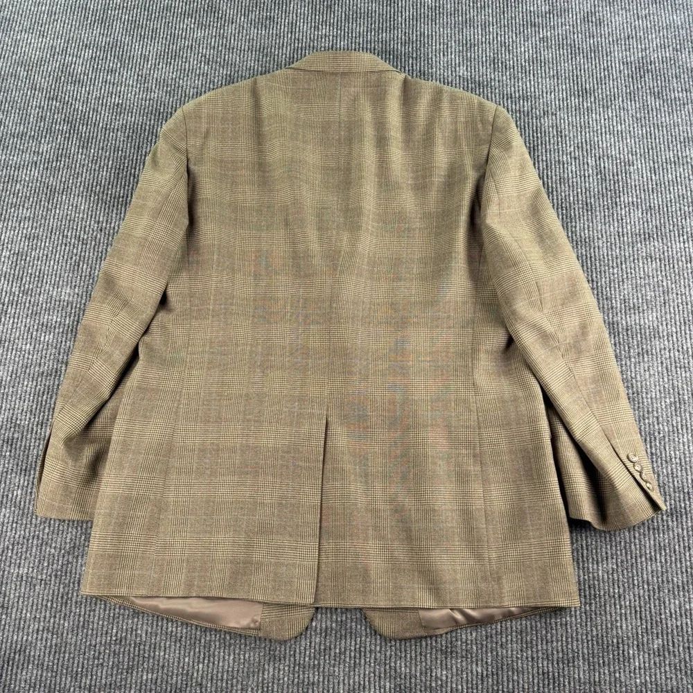 Jos A Bank Sport Coat 50L Brown Glen Plaid Windowpane Wool Blazer Classic